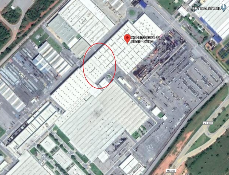 Vista aérea de localização do almoxarifado da Iveco
